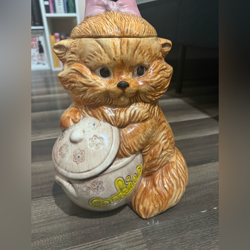Vintage Treasure Craft Orange/Yellow Cat Cookie Jar